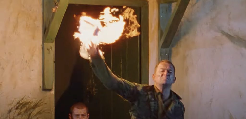 Sean Pertwee defending the house.