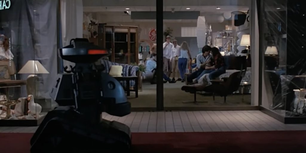 The victims party while the killer robots stalks its prey.