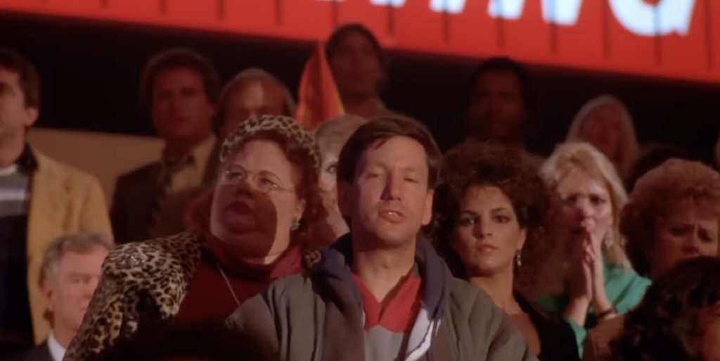 The crowd reacts to subzero's death in the running man