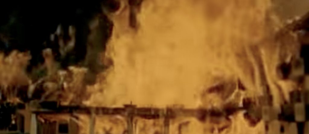 The resort in The Great Alligator burns.