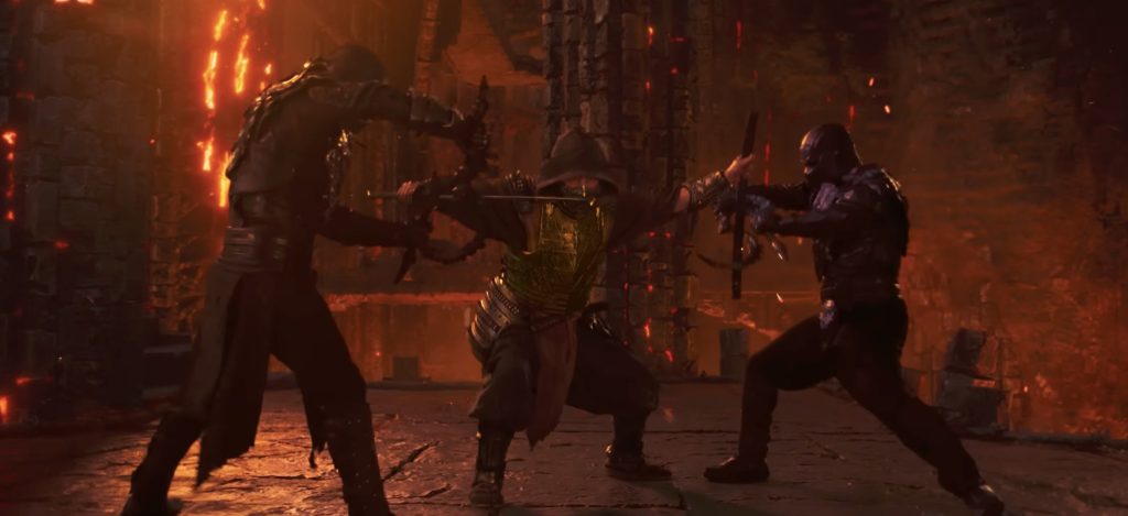 Scorpion and Sub-zero abd Noob Saibot. 